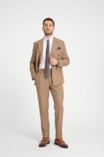 Açık Kahve Kruvaze Takım Elbise