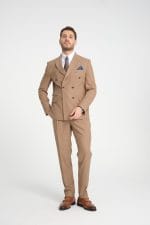 Açık Kahve Kruvaze Takım Elbise - Görsel 2