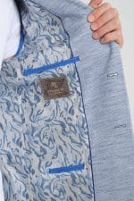 Açık Mavi Çizgi Dokulu Slim Fit Ceket - Görsel 3
