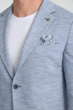 Açık Mavi Çizgi Dokulu Slim Fit Ceket - Görsel 2