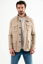 Bej Dik Yaka Safari Erkek Ceket