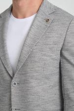 Gri Çizgi Dokulu Slim Fit Ceket - Görsel 2