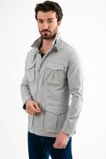 Gri Dik Yaka Safari Erkek Ceket - Görsel 2