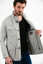 Gri Dik Yaka Safari Erkek Ceket - Görsel 3