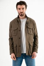 Haki Dik Yaka Safari Erkek Ceket