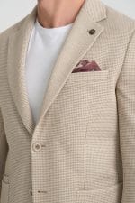 Krem Slim Fit Mono Yaka Klasik Ceket - Görsel 2