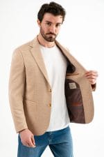 Krem Slim Fit Mono Yaka Casual Ceket - Görsel 3