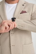 Krem Slim Fit Mono Yaka Klasik Ceket - Görsel 3