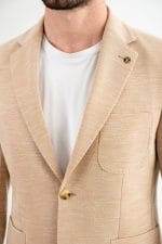 Krem Slim Fit Mono Yaka Casual Ceket - Görsel 4