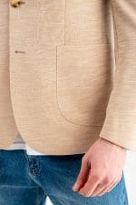 Krem Slim Fit Mono Yaka Casual Ceket - Görsel 5