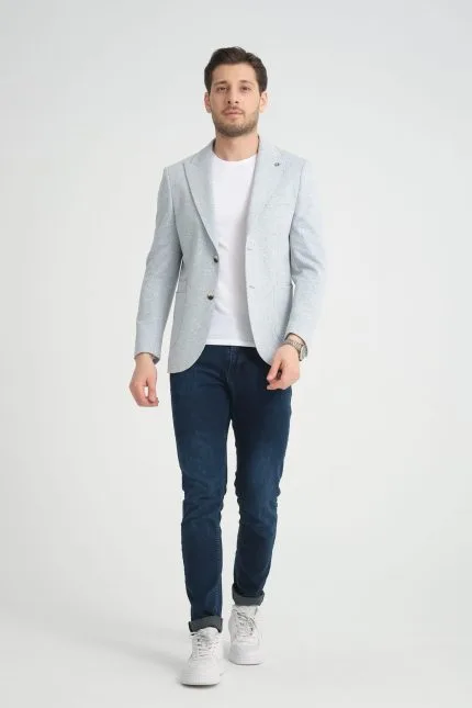 Mavi Dokulu Blazer Ceket