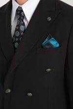 Siyah Comfort Fit Kruvaze Takım Elbise - Görsel 5