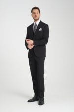 Siyah Modern Fit Yelekli Takım Elbise - Görsel 2