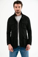 Siyah Dik Yaka Safari Erkek Ceket