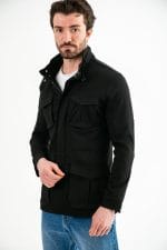 Siyah Dik Yaka Safari Erkek Ceket - Görsel 2