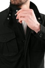 Siyah Dik Yaka Safari Erkek Ceket - Görsel 5