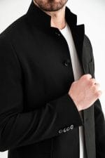 Hakim Yaka Siyah Slim Fit Ceket - Görsel 3
