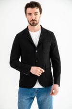 Hakim Yaka Siyah Slim Fit Ceket - Görsel 2