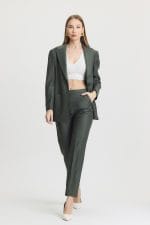 Haki Renk Cep Detaylı Takım Elbise