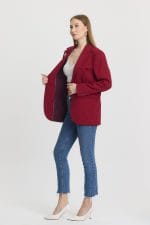 Kırmızı Çift Düğme Kapama Blazer Ceket - Görsel 3