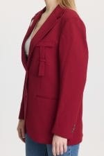 Kırmızı Çift Düğme Kapama Blazer Ceket - Görsel 4