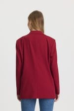 Kırmızı Çift Düğme Kapama Blazer Ceket - Görsel 6