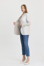 Krem Colorblock Blazer Ceket - Görsel 2