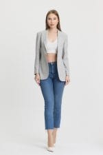 Lacivert Dikiş Detaylı Blazer Ceket