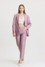 Lila Cep Detaylı Takım Elbise
