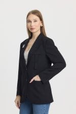 Siyah Çift Düğme Kapama Blazer Ceket - Görsel 4