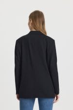 Siyah Çift Düğme Kapama Blazer Ceket - Görsel 5