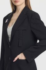 Siyah Çift Düğme Kapama Blazer Ceket - Görsel 6