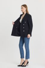 Siyah Kruvaze Ceket - Görsel 3