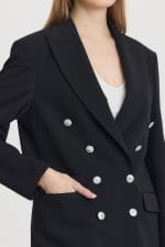 Siyah Kruvaze Ceket - Görsel 8