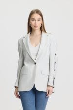 Taş Rengi Düğme Detaylı Blazer Ceket - Görsel 4