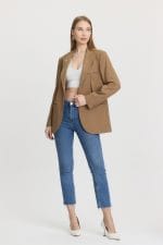 Kahverengi Çift Düğme Kapama Blazer Ceket - Görsel 2