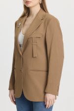 Kahverengi Çift Düğme Kapama Blazer Ceket - Görsel 7