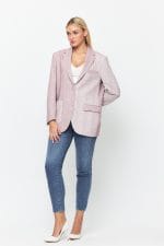 Bordo Çift Düğme Kapamalı Cep Detaylı Blazer Ceket