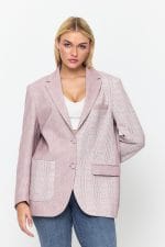 Bordo Çift Düğme Kapamalı Cep Detaylı Blazer Ceket - Görsel 2