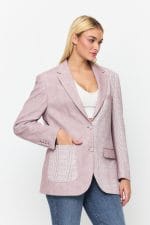 Bordo Çift Düğme Kapamalı Cep Detaylı Blazer Ceket - Görsel 4