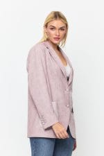 Bordo Çift Düğme Kapamalı Cep Detaylı Blazer Ceket - Görsel 5