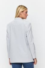 Mavi Tek Düğme Mono Yaka Oversize Ceket - Görsel 7