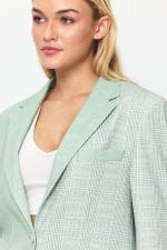 Su Yeşili Çift Düğme Kapamalı Cep Detaylı Blazer Ceket - Görsel 7