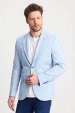 Açık Mavi Dijital Örme Blazer Ceket - Görsel 6