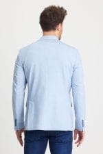 Açık Mavi Dijital Örme Blazer Ceket - Görsel 7