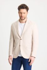 Krem Dijital Örme Blazer Ceket - Görsel 3