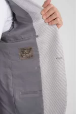 Gofre Desen Gri Slim Fit Torba Cep Sivri Yaka Blazer Ceket - Görsel 7
